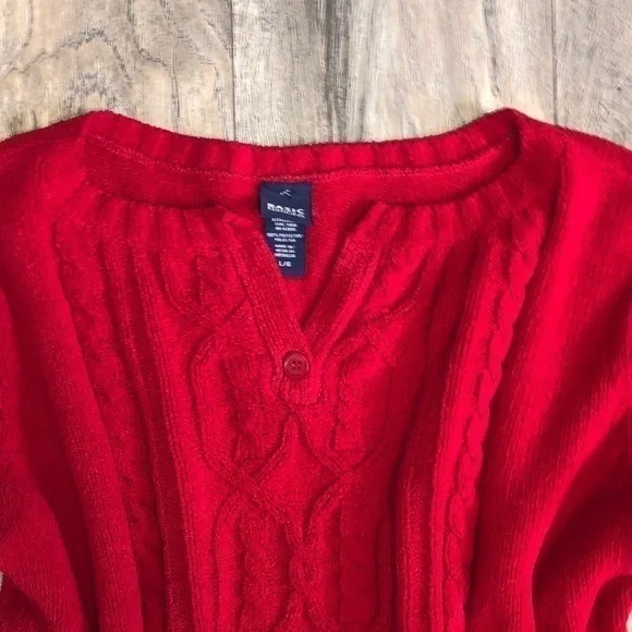 Basic Editions Red Cozy Cable Knit Chunky Oversized Sweater Size Large - Picture 2 of 8